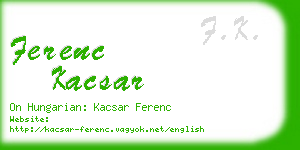 ferenc kacsar business card